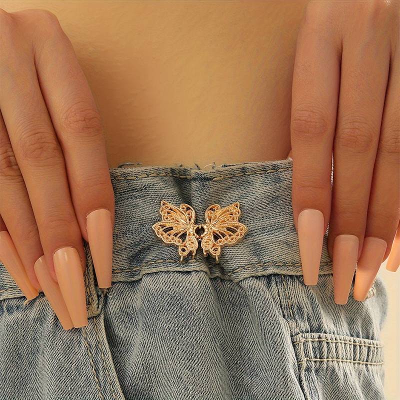 1 Pair Hollow Butterfly Buckle Pant Waist Tightener Detachable Waist  Buttons Pins Belts Accessories Pants Clips No Sewing Waistband Tightener